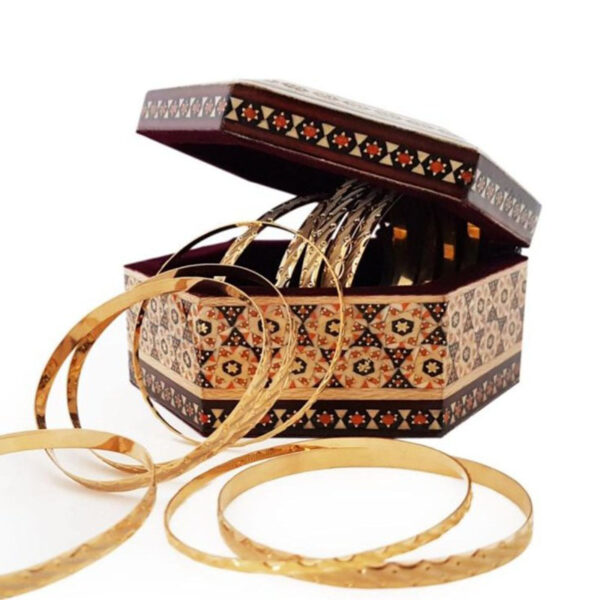 جعبه خاتم کاری لولایی شش گوش کوچک - Image 3