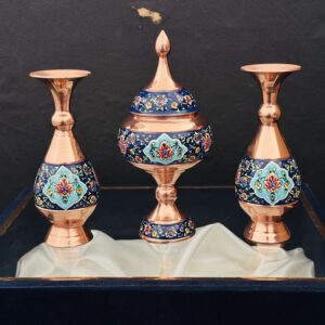 ست گلدان 20 و شکلات خوری 23 پایه دار مس پرداز