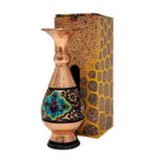 گلدان مسی الماس تراش پرداز 20 سانتی با جعبه سنتی - Image 5