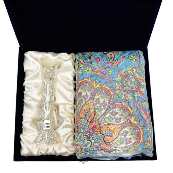 ست هدیه ملیله کاری گلدان قلبی  20 سانتی و ترمه - Image 6