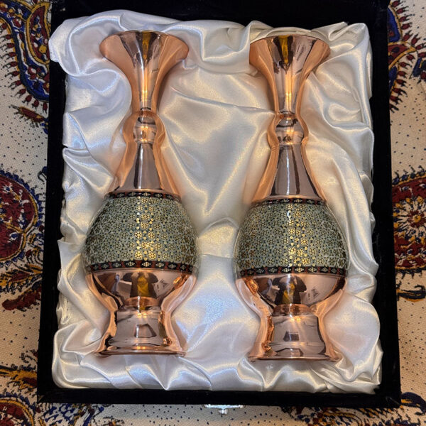 ست هدیه جفت گلدان خاتم کاری سایز 20 - Image 5