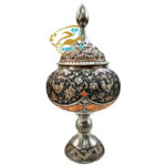 گزخوری (شکلات خوری پایه دار) قلمزنی مدل گل و مرغ 30 سانتی - Image 3