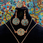 ست زیورآلات مسی فیروزه کوبی مدل 2 - Image 2