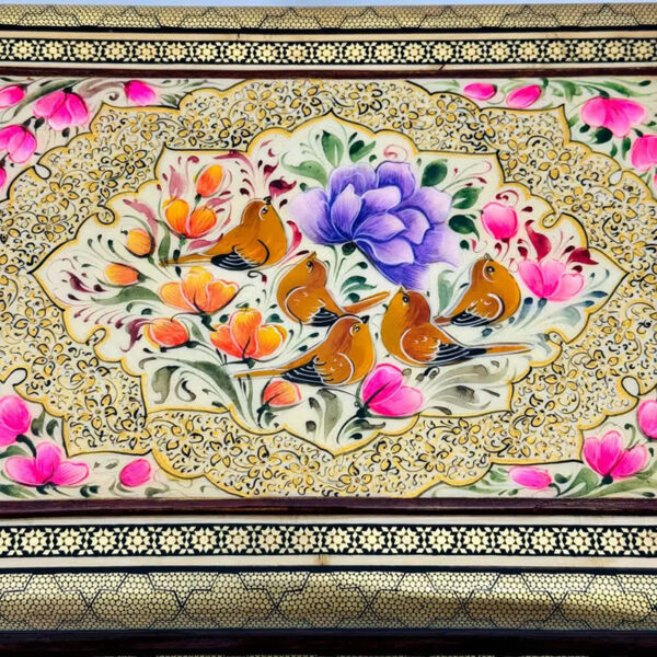 جعبه خاتم مدل سیمی نقاشی گل و بلبل - Image 8