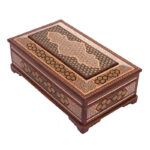 ست جعبه دستمال کاغذی و سطل خاتم کاری صلیبی - Image 4