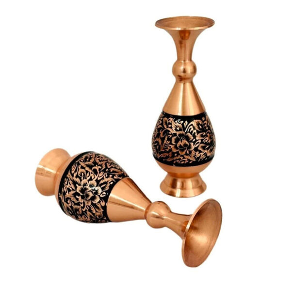 ست اداری گلدان مسی الماس تراش با ترمه اعلا - Image 11