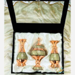 ست هدیه خاتم کاری گلدان و شکلات خوری با جعبه مخمل - Image 7