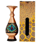 گلدان مسی الماس تراش پرداز 20 سانتی با جعبه سنتی - Image 2