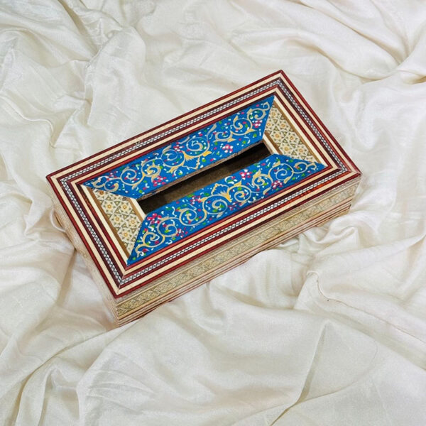 جعبه دستمال کاغذی خاتم چوبی نقاشی تذهیب - Image 2