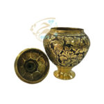 قندان قلمزنی مدل گل و مرغ طلایی (شکلات خوری ) - Image 2