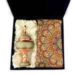 ست هدیه هدیه اداری ترمه و شکلات خوری مس و خاتم - Image 3