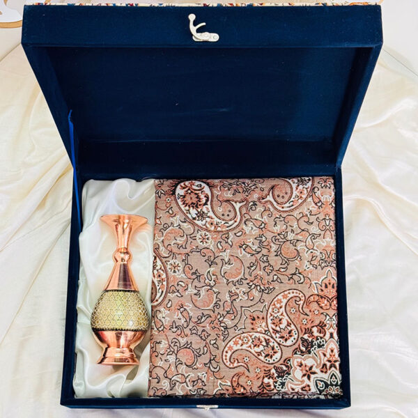 ست هدیه هدیه اداری ترمه و گلدان مس و خاتم - Image 3