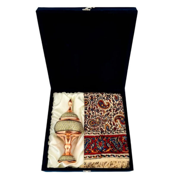 ست هدیه خاتم کاری شکلات خوری و رومیزی قلمکاری - Image 3