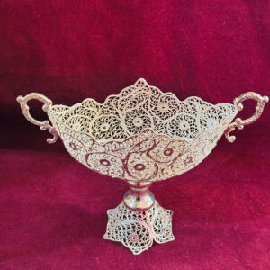 کشکول قایقی پایه بلند ملیله کاری