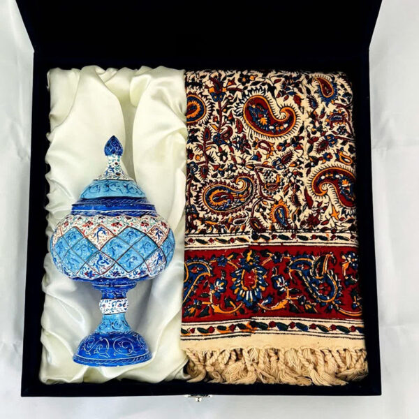 ست هدیه میناکاری شکلات خوری و رومیزی قلمکاری - Image 3