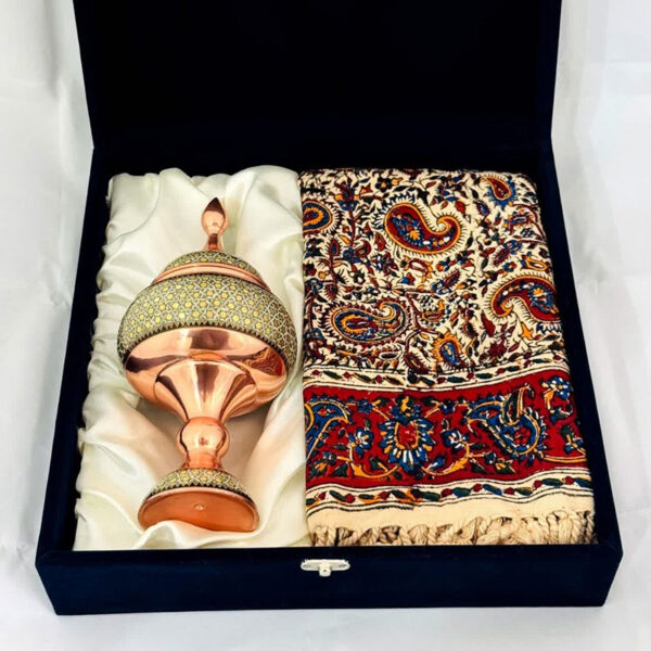 ست هدیه خاتم کاری شکلات خوری و رومیزی قلمکاری - Image 7