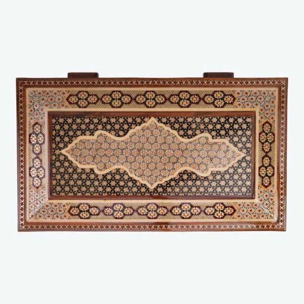 ست جعبه دستمال کاغذی و سطل خاتم کاری صلیبی - Image 3