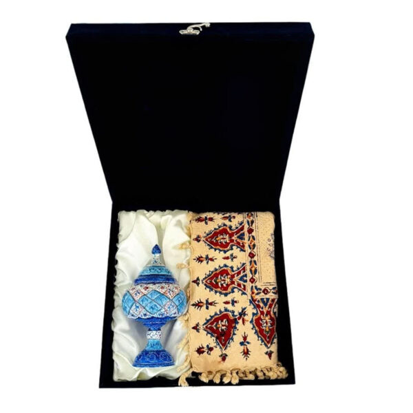 ست هدیه میناکاری شکلات خوری و رومیزی قلمکاری - Image 18