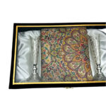 پک هدیه صنایع دستی ملیله کاری گلدان مدادی و ترمه - Image 12