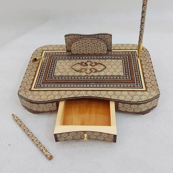 ست رومیزی اداری خاتم کاری اعلا با جعبه مخمل (هدیه) - Image 2