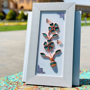 تابلو فیروزه کوبی دو گل برجسته ابعاد 25در45