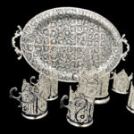 سرویس پذیرایی باشکوه ملیله کاری (سینی بزرگ، قندان و چای‌خوری) - Image 6