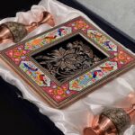 پک هدیه جفت گلدان تابلو گل وبلبل خاتم کاری - Image 2