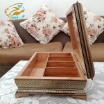جعبه پذیرایی چوبی (جعبه دمنوش ، جعبه تی بگ ) خاتم کاری مدل سیمی روشیشه - Image 5