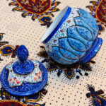 قندان  مسی میناکاری اصفهان 14 سانتی - Image 6