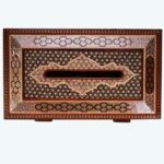 ست جعبه دستمال کاغذی و سطل خاتم کاری صلیبی - Image 2