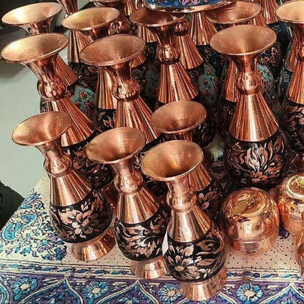 ست هدیه الماس تراش گلدان مسی 16 با جعبه سنتی - Image 5