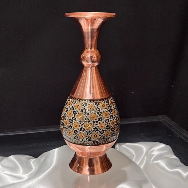 پک هدیه خاتم کاری گلدان و تابلو قلم زنی - Image 2