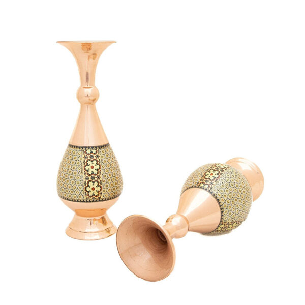 ست هدیه هدیه اداری ترمه و گلدان مس و خاتم جفتی - Image 2