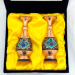 گلدان مسی الماس تراش و پرداز با جعبه مخمل - Image 4