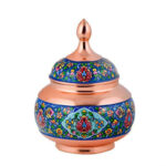 ست هدیه مس و پرداز قندان و گلدان - Image 7