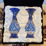 گلدان میناکاری شده 16سانتی با جعبه مخمل - Image 9