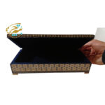 جعبه خاتم کاری تذهیب 11در21 لولایی داخل مخمل - Image 4
