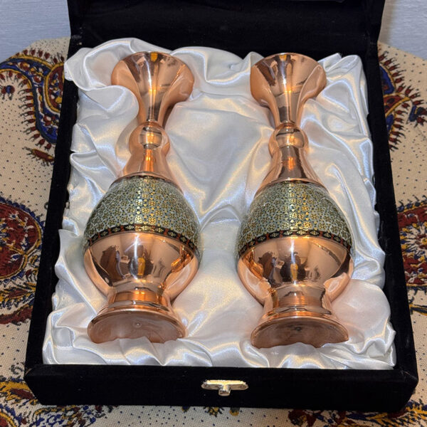 ست هدیه جفت گلدان خاتم کاری سایز 20 - Image 8