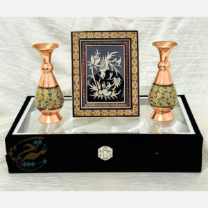 پک هدیه صنایع دستی گلدان خاتم کاری و تابلو