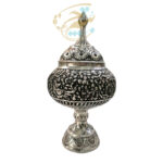 گزخوری (شکلات خوری پایه دار) قلمزنی مدل گل و مرغ برجسته