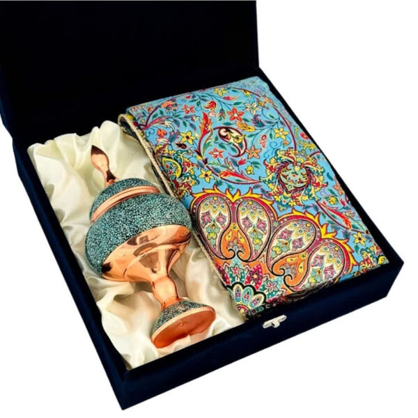 ست هدیه فیروزه کوبی شکلات خوری و رومیزی ترمه - Image 4
