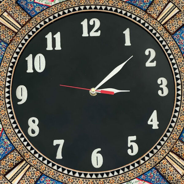 ساعت خاتم کاری گرد گل وبلبل صفحه مشکی - Image 5