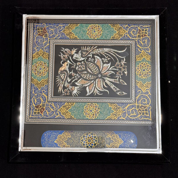 پک هدیه صنایع دستی خاتم کاری تابلو قلمدان مینیاتور - Image 6