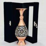 گلدان مسی الماس نقره 20 سانتی به همراه جعبه مخمل