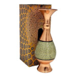 گلدان صراحی مس و خاتم کاری 25 سانت با جعبه سنتی - Image 6
