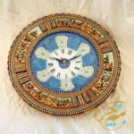 ساعت دیواری خاتم کاری گرد طرح چوگان - Image 4