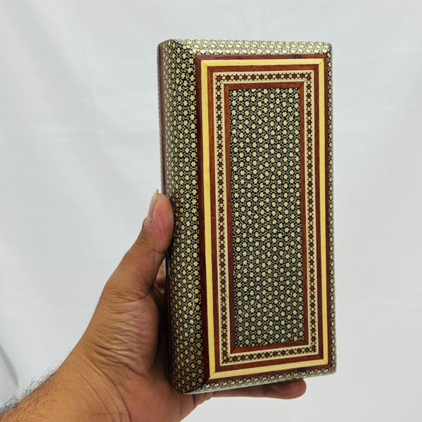 جعبه خاتم کاری مدل تمام خاتم شیشی مشکی 10در20 - Image 5