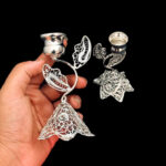 شمعدان اشکی ملیله کاری نقره کوچک (جفتی) - Image 3