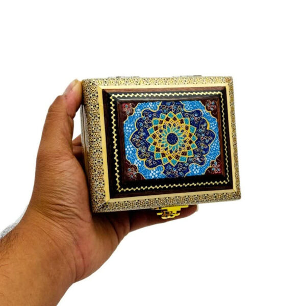 جعبه خاتم کاری مدل تمام خاتم تذهیب 10در12 - Image 7