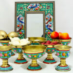 ست هفت سین میناکاری طرح برجسته سبز فیروزه ای - Image 6